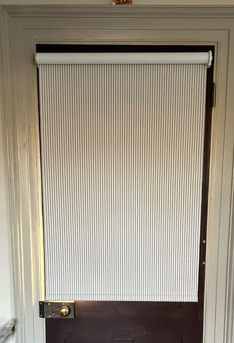 Roller Blind in Ian Mankin Ticking Stripe, Mist colourway. 72 cm wide x 109 cm d - Picture 2 of 2