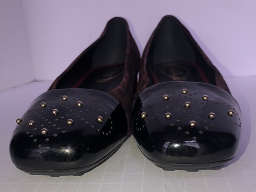 TOD’S Women’s Animal Print Suede Embellished Cap Toe Slip On Shoes 39/9 A Narrow - Picture 2 of 9