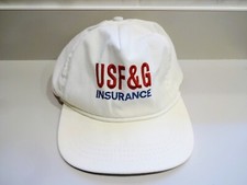 Vtg USF G INSURANCE CAPTAINS HAT White Rope Accent Adjustable Leather Back Strap