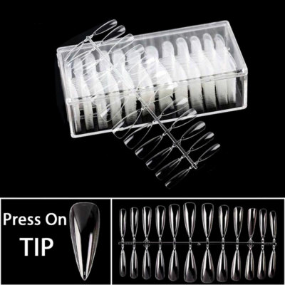 500 Stiletto Fullcover Tips Press-On sehr dünn Clear Nägel Nail Tipbox Nailart 