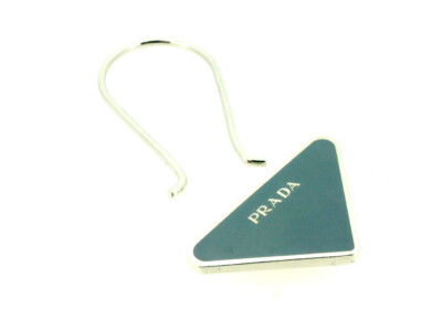 PRADA Keychain Triangle Logo Gray Gray SilverHardware