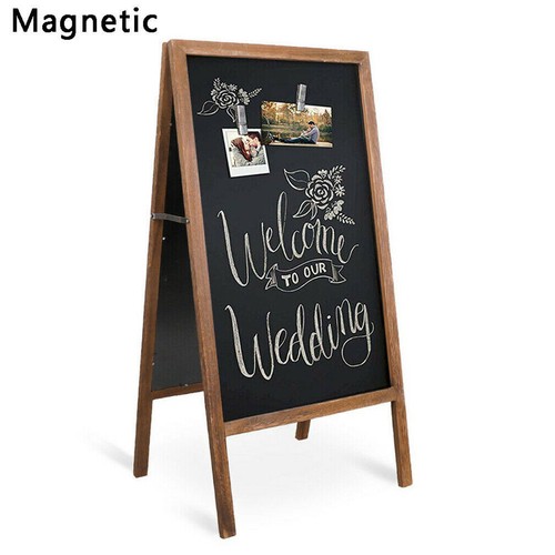 Heavy Rustic Large Wood A-Frame Magnetic LED Chalkboard Blackboard Wedding Cafe - Picture 8 of 45
