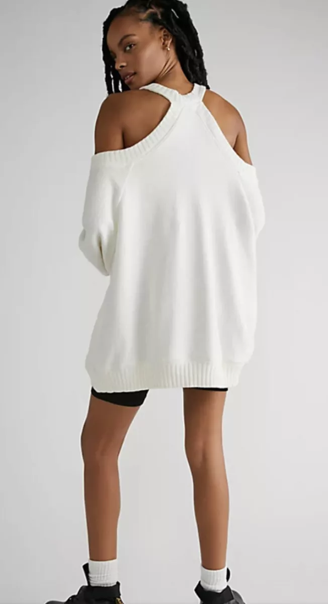 Free People These Shoulders Pullover Slouchy Cold Shoulder Ivory