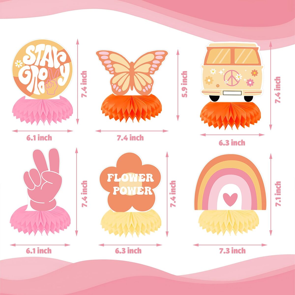 Groovy Birthday Party Decorations - Boho Happy Birthday Banner With Hanging Swirls For Hippie Theme