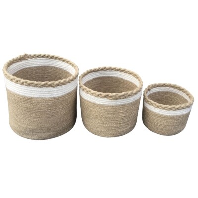 Beige Korb 3er Set von Home Interiors