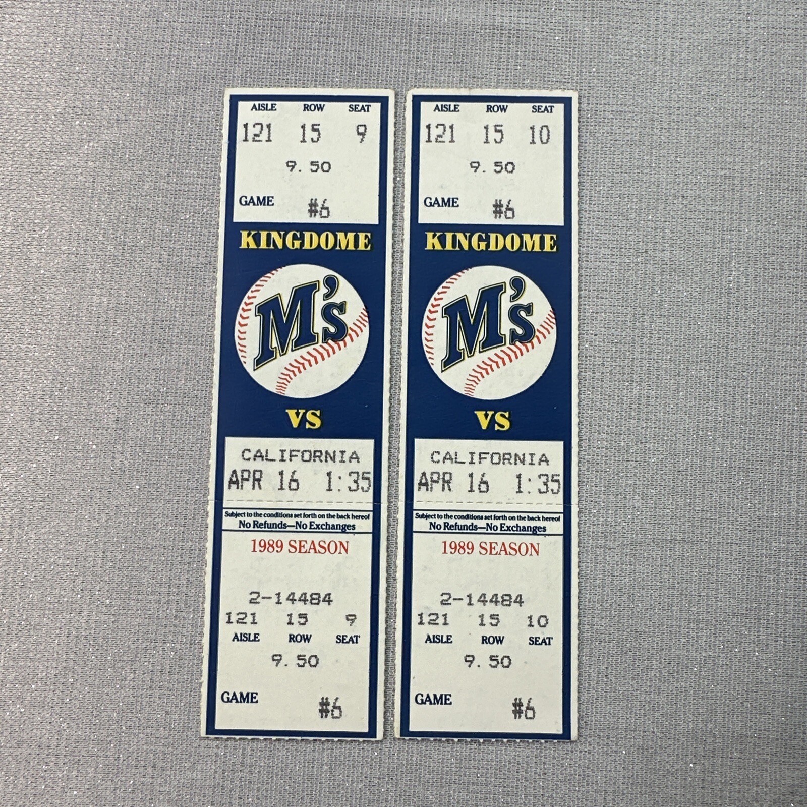 KEN GRIFFEY JR 6th HOME GAME 1989 MARINERS VS ANGELS TICKET STUBS April