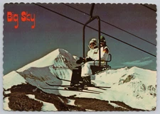 Big Sky Montana MT Snow Ski Area Resort Chairlifts Mountain Postcard