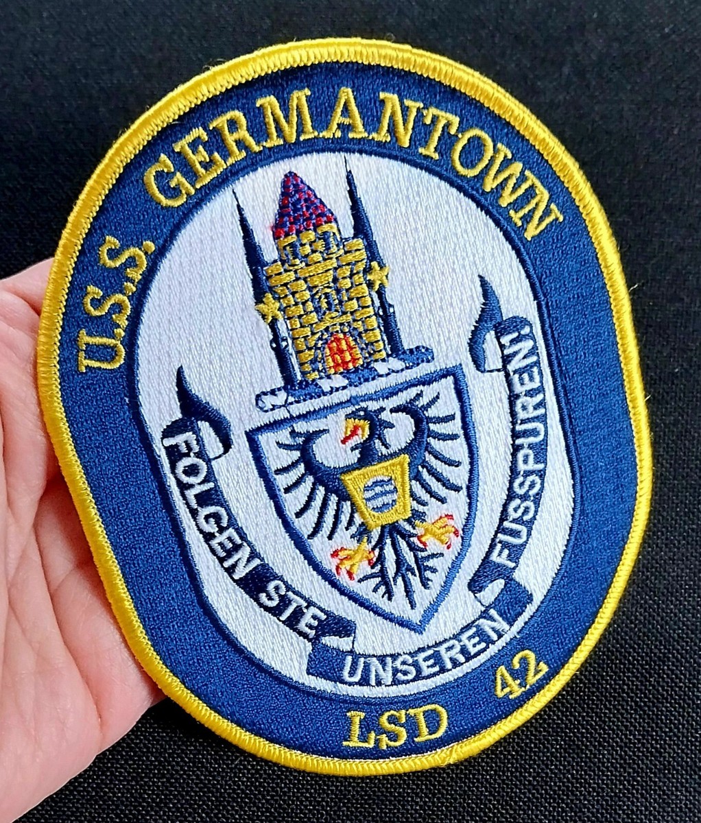 USS GERMANTOWN LSD 42 SHIP CREST ~ FOLLOW OUR FOOTSTEPS ~ US