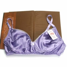 Womens 100% Silk Wirefree Thin Bra Sleep Underwear Bikini 34C 36C 38C 40C 44C 42