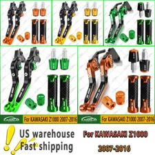 4PCS For KAWASAKI Z1000 2007-2016 CNC Handle Grips Cap Brake Clutch Levers Set 