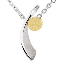 Halskette Ernstes Design mit Anhänger K751 Edelstahl vergoldet Spiegelankerkette