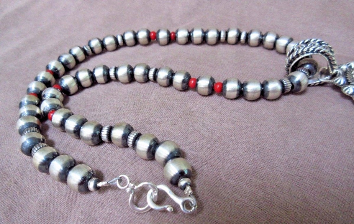 Collier Navajo Turquoise Et Onyx Avec Fermoir Argent - Boucles Assorties - Fait Main Aux États-Unis - Neuf Avec étiquettes