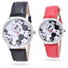 Disney MK90002 Mickey Mouse His and Hers Black Red Watch 2 Pack Set- NIB