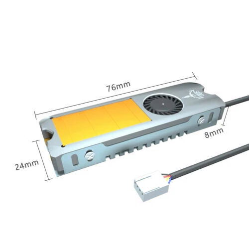 M.2 NVME 2280 SSD Enfriador Cobre Sustrato Disipador de Calor Aleta Radiador 4Pin PWM Min Ventilador Foto 4 de 4