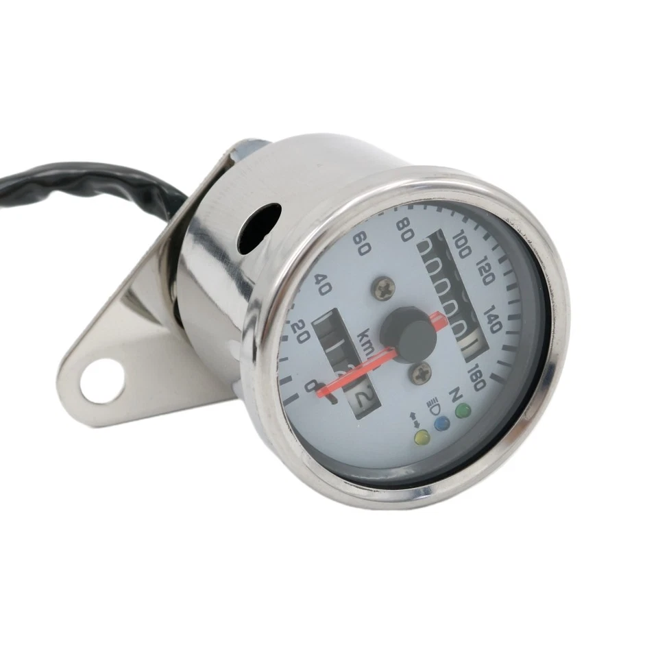 Medidor de velocidad LED universal cromado para moto 0-160KMH 12V Foto 4 de 4