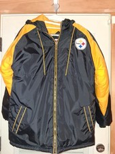 Pittsburgh Steelers Youth XL Jacket Black Yellow Winter Coat W/ Hood W/Full Zip