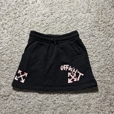Off White Kids Girls Cotton Skirt Black Pink Streetwear Authentic 6 Years