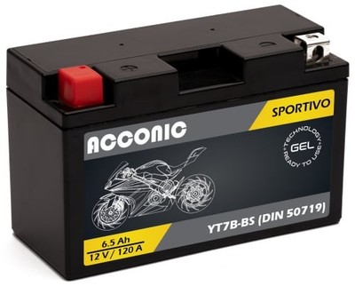 ACCONIC Sportivo GEL YT7B-BS Motorradbatterie 6,5 Ah 12V (DIN 50719)