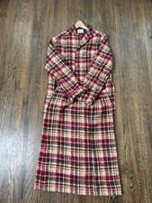 Vogue Paris Original Vintage Plaid Wool Suit Set Red Brown Jacket Skirt 2pc