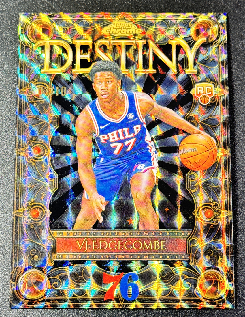 2025-26 Topps Chrome VJ Edgecombe RC Rookie Destiny Black Refractor /10