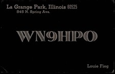 QSL radio card WN9HPO 1972 La Grange Park Illinois  Louie Fieg