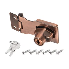 2.5Inch Keyed Hasp Locks Twist Knob Locking Keyed Different, Copper