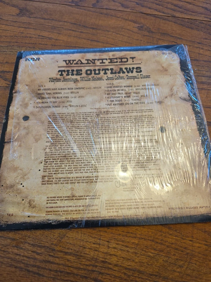 “Wanted!” The Outlaws LP Waylon Jennings Willie Nelson Colter Glaser Shrink C65 - Image 2 of 4