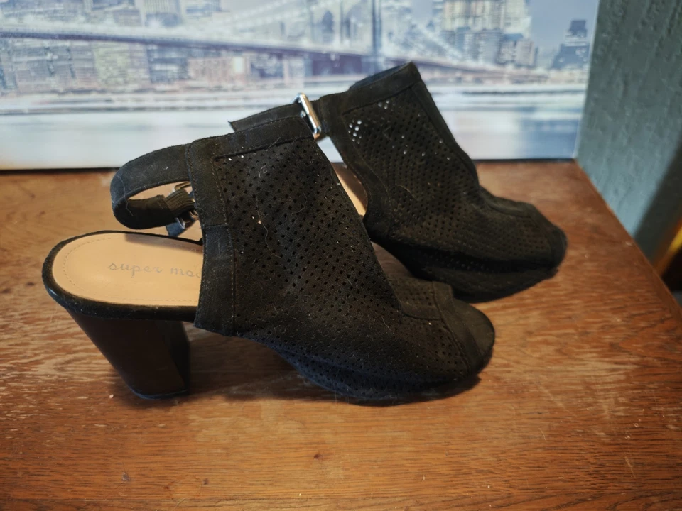 ⚫Super Mode Peep-Toe Booties Schwarz Gr. 40 – Mesh Heels mit Schnalle & Cut-Out✨ - Bild 2 von 4