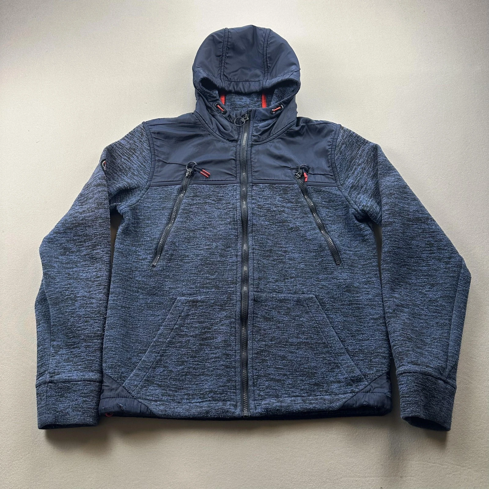 Superdry Mountain Supply Hoodie Jacket Mens Small Blue Fleece Full Zip Outdoors