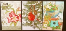 "Evenly Planted Birds" (3) Leanin Tree Christmas, NYR  Cards, With (3) Envelopes