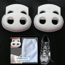 2 Pc Shoe Lace Shoelace Buckle Rope Clamp Cord Lock Stopper Run Sports White New