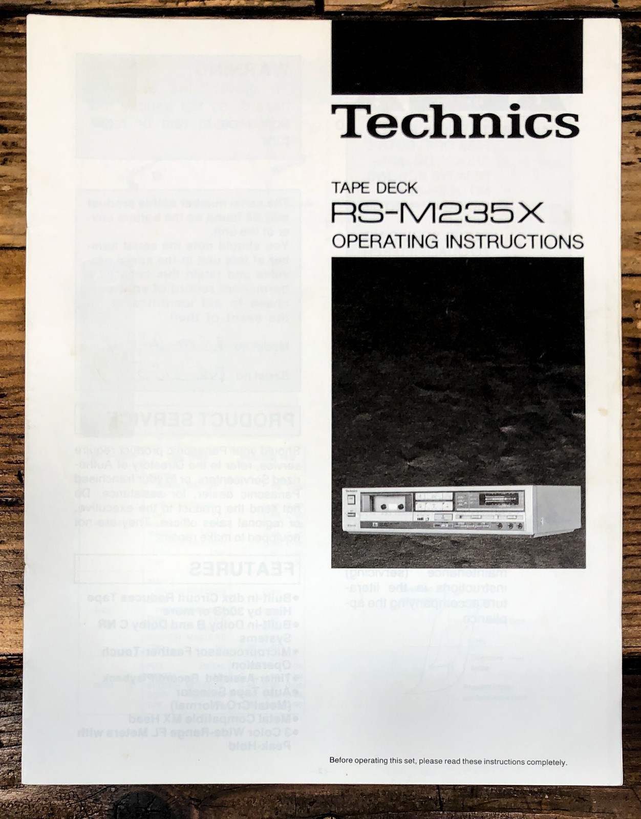 Technics RS-M235X Cassette Owners / User Manual *Original*