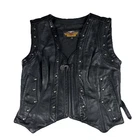 Harley Davidson Genuine Leather Zip Front Vest Women's Medium Pockets USA