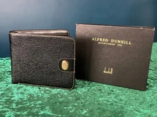 Alfred Dunhill Black Leather Men's Bifold Wallet w/ Insert & Gold Logo, with Box