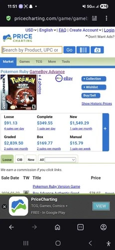 Pokemon Ruby Version (Nintendo Game Boy Advance GBA, 2002) Authentic Need Batt