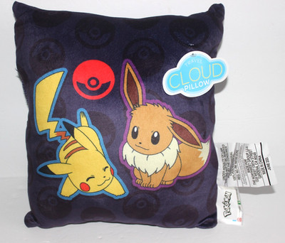 NEW Pokemon Pillow Pikachu & Eevee Travel Cloud soft throw pillow 11x13 NWT