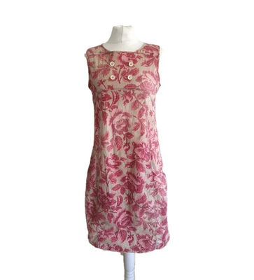 #ad Claire Campell High Use Pink Beige Floral Cotton Blend Sleeveless Dress. UK 12. GBP 31.10