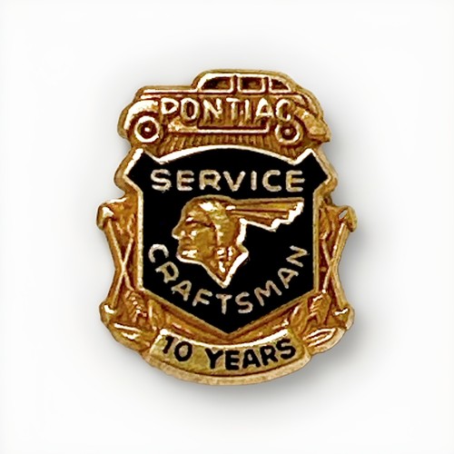 Vintage Pontiac Service Craftsman 10 Years Award 1/10 10k Gold Screwback Pin