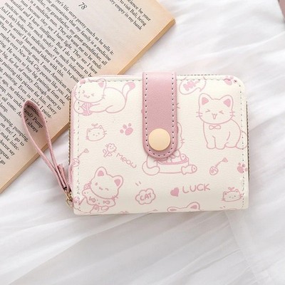 Cute Cat Wallet Women Card Holder Small Purse Zipper Coin Pocket