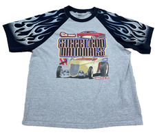 Vintage Hot Rod Shirt Men Large Large Gray Black Fire Flames 90s Made In USA Car