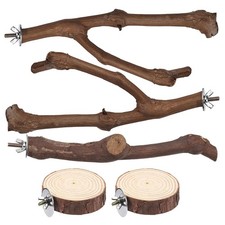 Mogoko 5PCS Bird Perch Natural Wood Grape Stick Stand, 3 Grape Stick Paw Grin...
