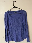 Express Womens Blue Large Round Neck Solid Long Sleeve Top