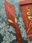 Vintage Japanese Carved Wood Hand Painted Crumb And Scraper Set — photo 5