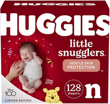 Newborn Diapers, Little Snugglers Baby Diapers, Size Newborn Up to 10 Lbs , 128