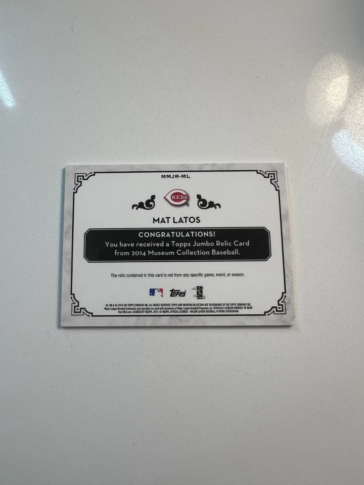 2014 Museum Collection Momentous Material Jumbo Relics Mat Latos 1/1 REDS - Image 2 of 2