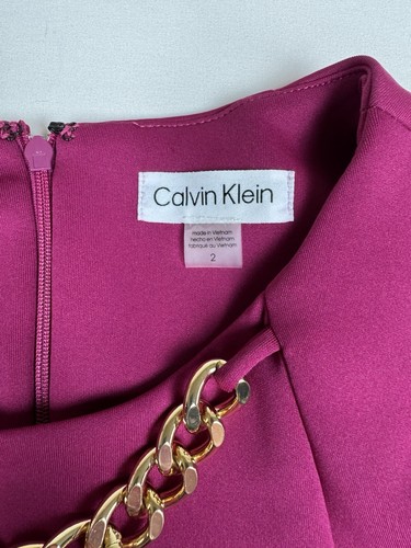 NWT Calvin Klein Scuba S/Less Sheath Dress Boysenberry Women’s 2 Retail $90 - Picture 5 of 7