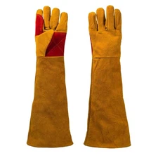 24" Long Sleeve Welding Gloves for Men, Heat/Fire Resistant Leather Welders G...