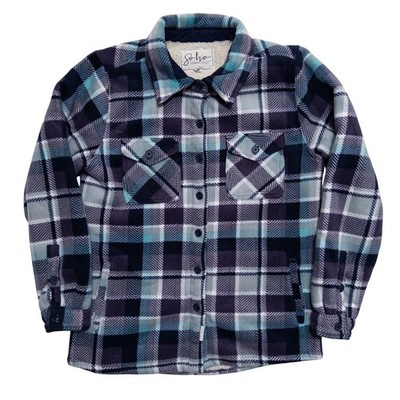 Soho Threads Jacket Womens Small Plaid Sherpa Lined Button Up Fleece
