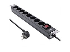 InLine 19" 8 Way Multi-Outlet with Black Switch 2m Rack Module 16412S