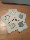 (5) 1940's Washington Quarters 90% Silver Content Circulated